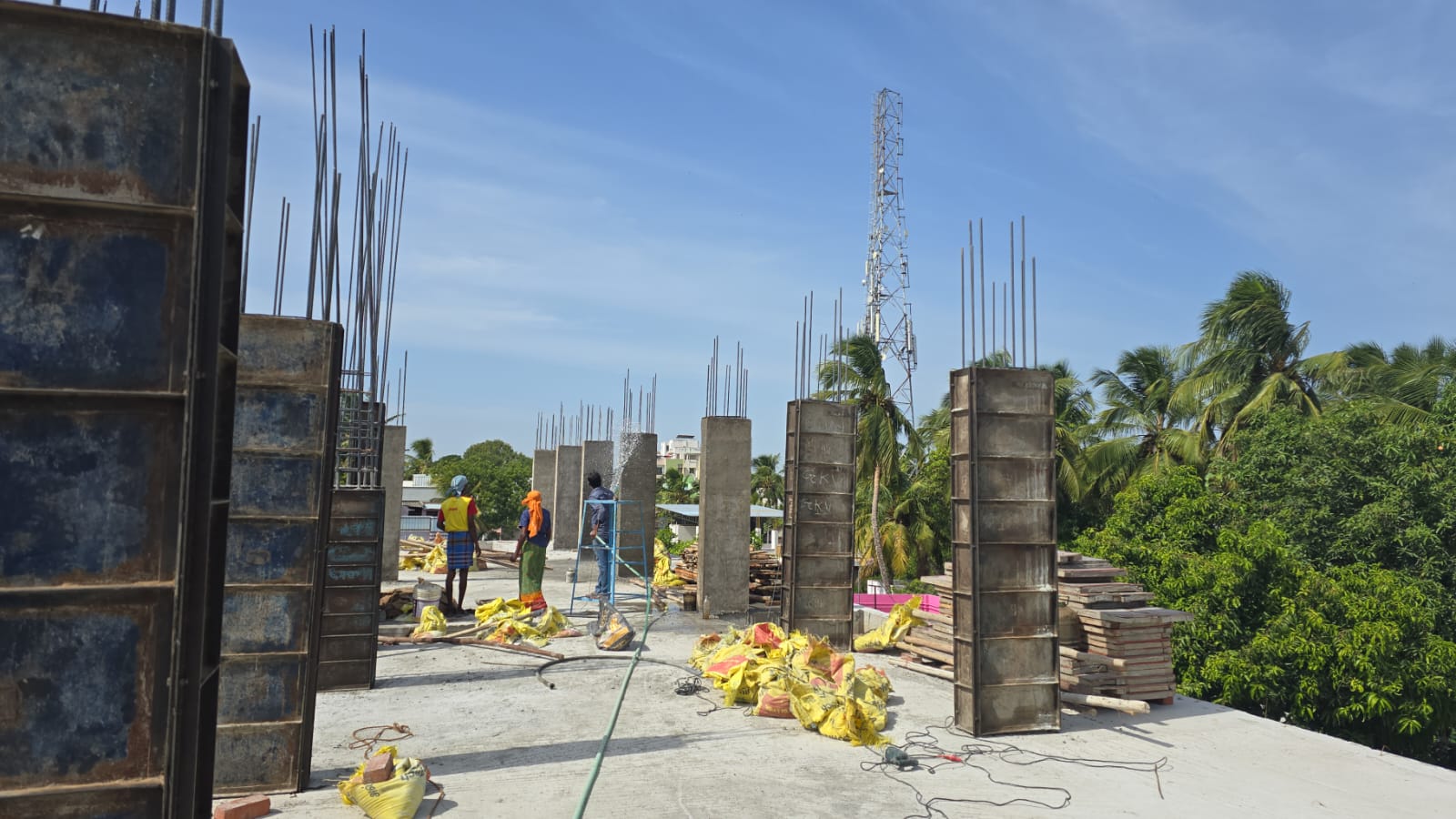 Structural work at the Tirunelveli residential flats site